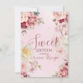 Roze Bloemen Sweet Sixteen Uitnodiging
