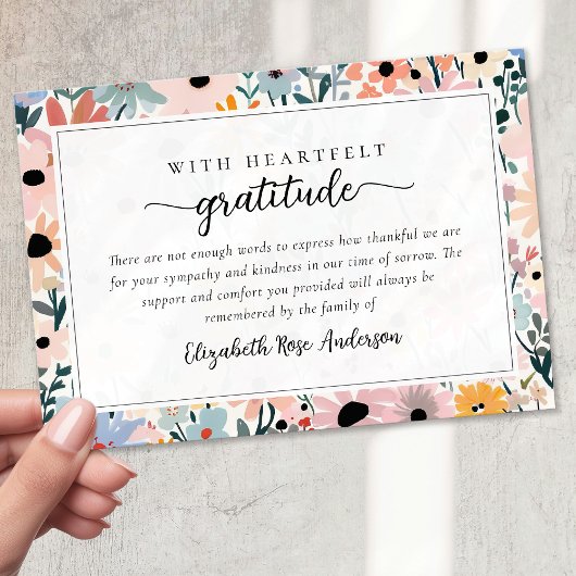 roze bloemen sympathie begrafenis bedankkaart