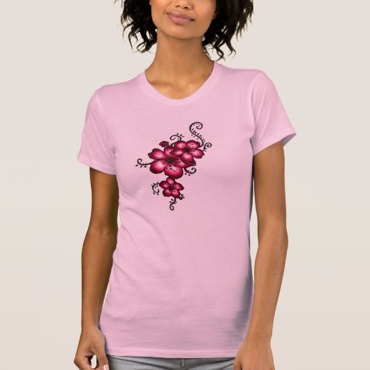 Roze bloemen t-shirt (Voorkant)