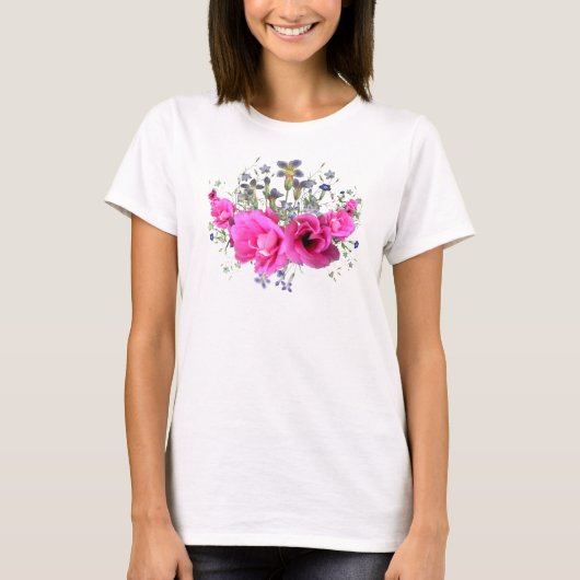 roze bloemen T-shirt (Voorkant)