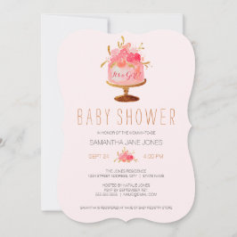 Roze Bloemen Taart Het Een Meisje Baby shower Uitn Kaart