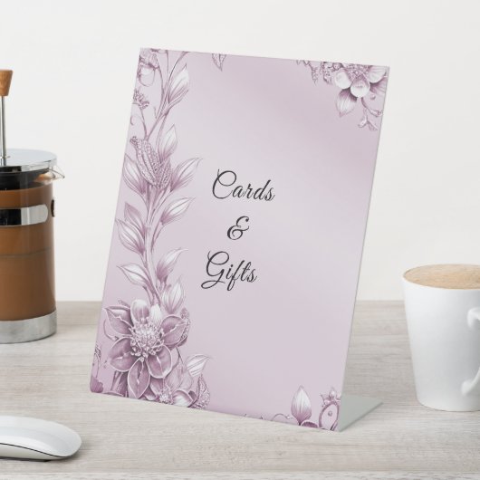 Roze Bloemen Tafelblad Tekenen Reclamebord Met Voetstuk (Insitu)