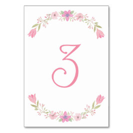 Roze Bloemen Tafelnummer