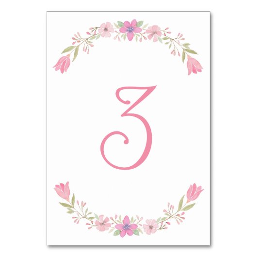 Roze Bloemen Tafelnummer (Voorkant)