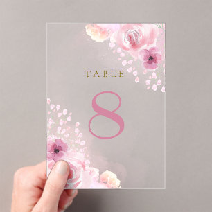 roze bloemen Tafelnummers