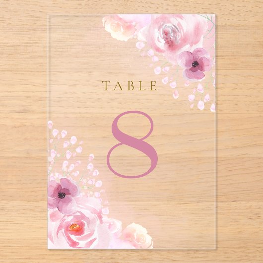 roze bloemen Tafelnummers (Voorkant)