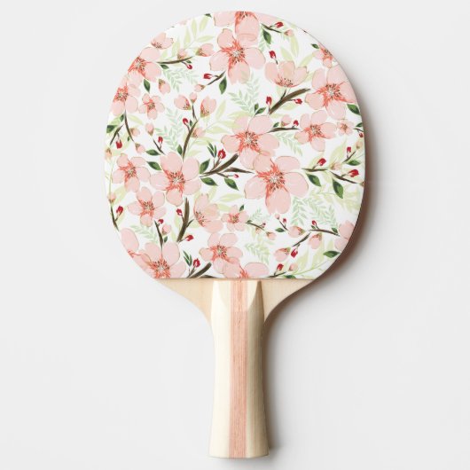Roze bloemen tafeltennisbatje (Voorkant)