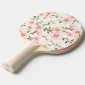 Roze bloemen tafeltennisbatje (Voorkant Gekanteld)