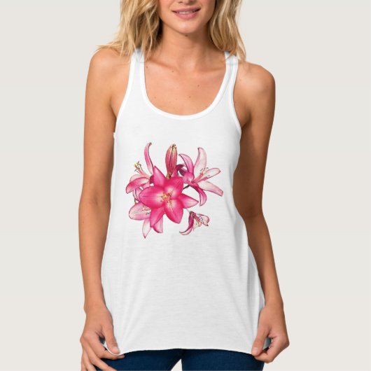 Roze bloemen tanktop (Voorkant)