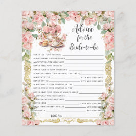 Roze Bloemen Tea Party Advies voor bruid om spel t