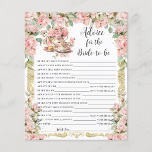 Roze Bloemen Tea Party Advies voor bruid om spel t