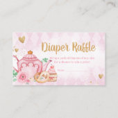 Roze Bloemen Tea Party Baby shower Luier Raffle Informatiekaartje (Voorkant)