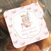 Roze Bloemen Tea Party Baby shower Ronde Sticker