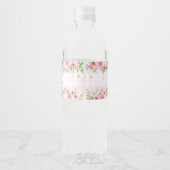 Roze Bloemen Tea Party Baby shower Waterfles Etiket (Achterkant)