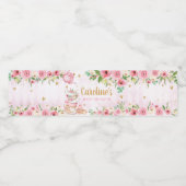 Roze Bloemen Tea Party Baby shower Waterfles Etiket (Enkel label)