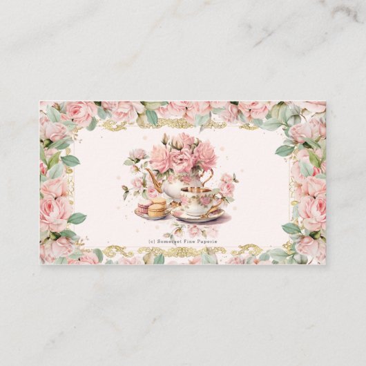 Roze Bloemen Tea Party Gift Registry QR Informatiekaartje (Achterkant)
