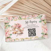  Roze Bloemen Tea Party Gift Registry QR Informatiekaartje