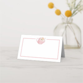 Roze Bloemen Tea Party Meisje Baby shower Blank Plaatskaartje