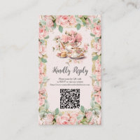 Roze Bloemen Tea Party RSVP Reactie QR