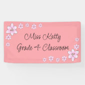 Roze Bloemen Teacher Banner (Horizontaal)