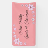 Roze Bloemen Teacher Banner (Verticaal)