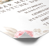 Roze Bloemen Teddybeer Baby shower Bar Menu Poster (Hoek)