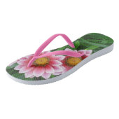 Roze bloemen teenslippers (Schuin)
