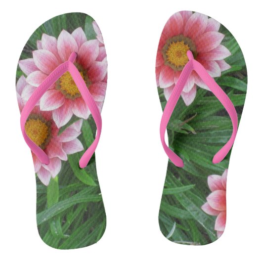 Roze bloemen teenslippers (Voetbed)