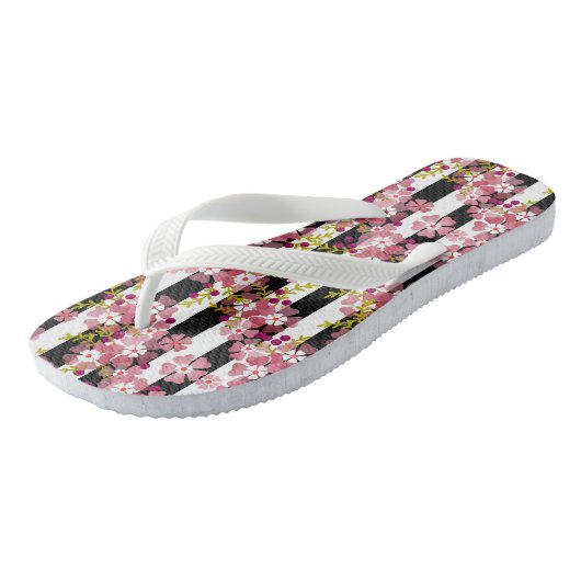 Roze bloemen teenslippers (Schuin)
