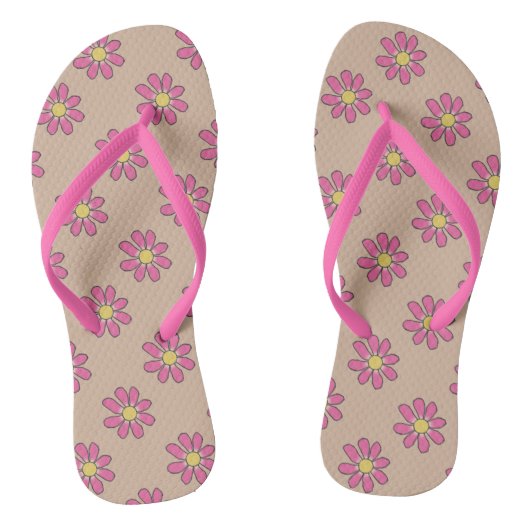 Roze bloemen teenslippers (Voetbed)