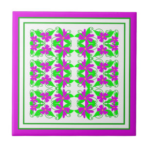 Roze bloemen tegeltje