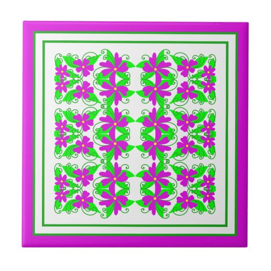 Roze bloemen tegeltje (Voorkant)