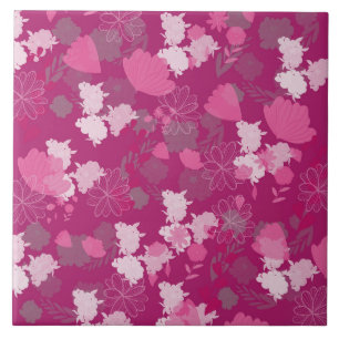 roze bloemen tegeltje