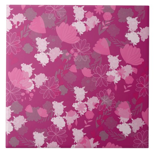 roze bloemen tegeltje (Voorkant)