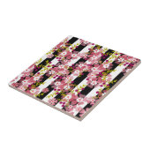 Roze bloemen tegeltje (Zijkant)