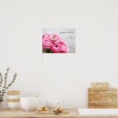 Roze bloemen teken poster (Keuken)