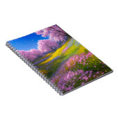 Roze Bloemen temidden van serene groen Notitieboek (Rechterzijde)