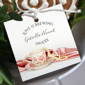 Roze Bloemen Thee Cup Parels Liefde is Brouwen Bru Bedankjes Labels