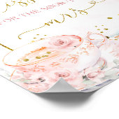 Roze Bloemen Thee Hoeveel Kisses Bruids Spelletjes Poster (Hoek)