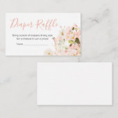 Roze Bloemen Thee voor Twee Baby shower Luier Raff Informatiekaartje (Voorkant / Achterkant)