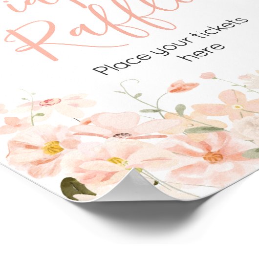 Roze Bloemen Thee voor Twee Baby shower Luier Raff Poster (Hoek)
