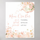 Roze Bloemen Thee voor Twee Baby shower Mom Osa Ba Poster (Voorkant)