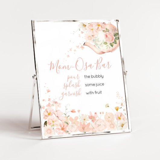 Roze Bloemen Thee voor Twee Baby shower Mom Osa Ba Poster