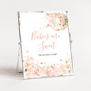 Roze Bloemen Thee voor Twee Baby's Zijn Zoet Poster