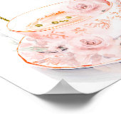 Roze Bloemen Thee voor Twee Verjaardag Welkomstbor Poster (Hoek)