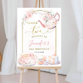 Roze Bloemen Thee voor Twee Verjaardag Welkomstbor Poster