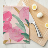 Roze bloemen theedoek (Quarter Fold)