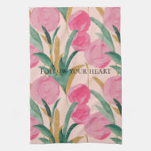 Roze bloemen theedoek (Verticaal)