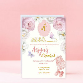 Roze Bloemen Thema Aqiqa Aqiqah Uitnodiging