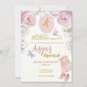 Roze Bloemen Thema Aqiqa Aqiqah Uitnodiging (Voorkant)